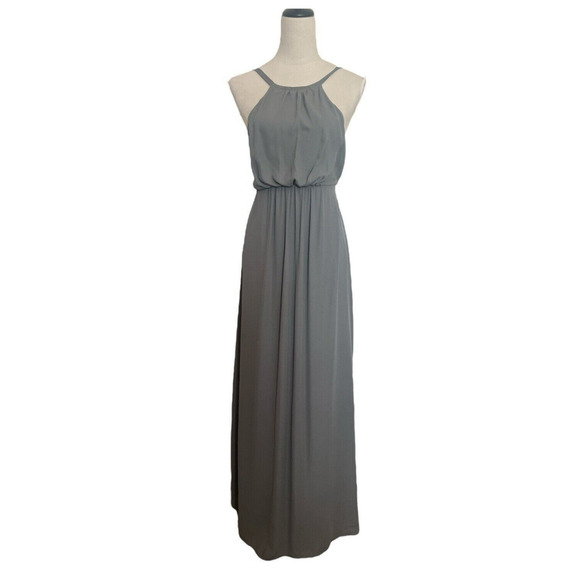 Show Me Your Mumu Halter Dress Womens Medium Amanda Maxi Gray Bridesmaid Event - Picture 2 of 11